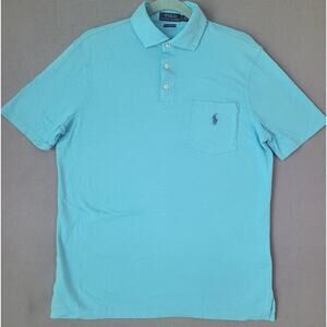 NWOT Polo Ralph Lauren Mens Custom Fit Polo Shirt S Aqua Blue Pocket Pony
